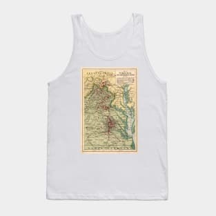 Vintage Virginia Civil War Battlefield Map (1912) Tank Top